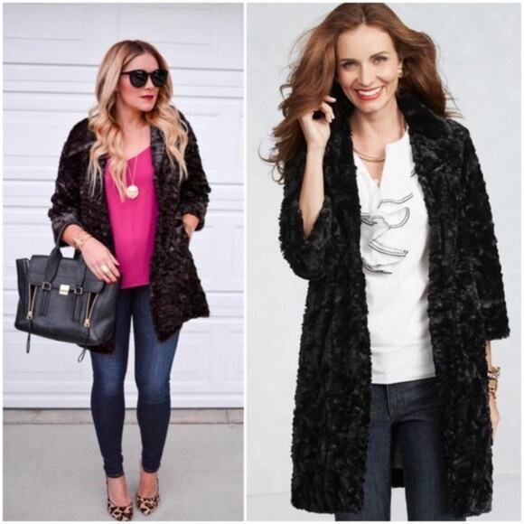 CABI Minka Coat Faux Fur Brown Black {F52} - Picture 1 of 6